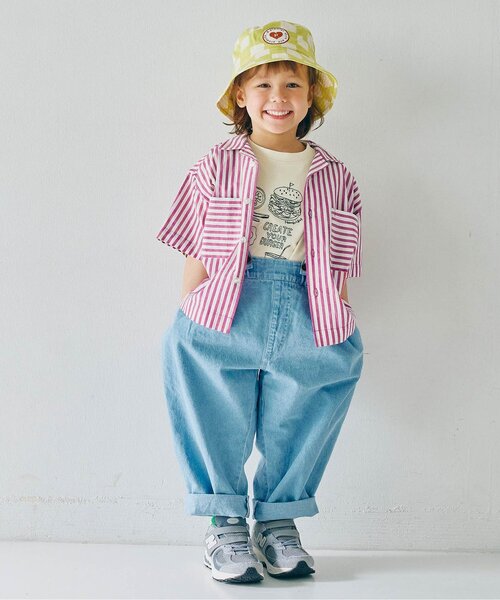 p.premier(ピードットプルミエ)の「【ジュニア対応】ストライプワイド半袖シャツ(シャツ/ブラウス・キッズ・ブラウン/グリーン/レッド/パープル/ミント/イエロー・80/90/100/110/120/130/140)」の13枚目の写真