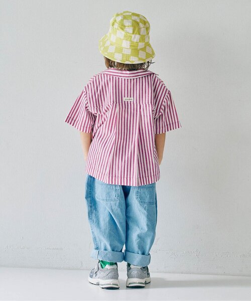 p.premier(ピードットプルミエ)の「【ジュニア対応】ストライプワイド半袖シャツ(シャツ/ブラウス・キッズ・ブラウン/グリーン/レッド/パープル/ミント/イエロー・80/90/100/110/120/130/140)」の14枚目の写真