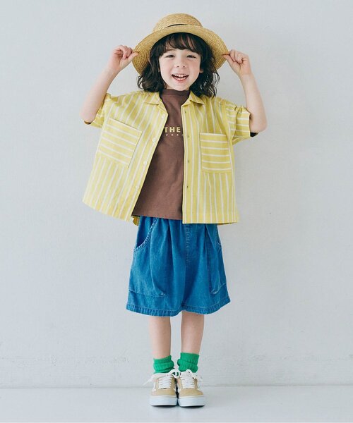 p.premier(ピードットプルミエ)の「【ジュニア対応】ストライプワイド半袖シャツ(シャツ/ブラウス・キッズ・ブラウン/グリーン/レッド/パープル/ミント/イエロー・80/90/100/110/120/130/140)」の18枚目の写真