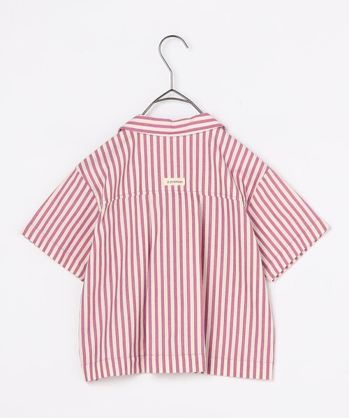 p.premier（ピードットプルミエ）の「【ジュニア対応】ストライプワイド半袖シャツ（シャツ/ブラウス・キッズ・ブラウン/グリーン/レッド/パープル/ミント/イエロー・80/90/100/110/120/130/140）」の10枚目の写真