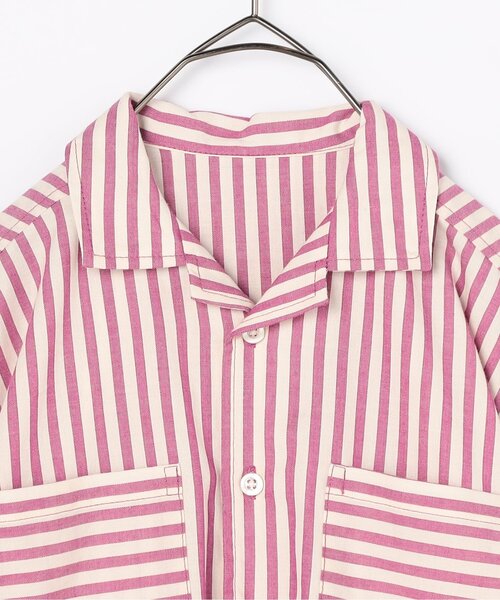 p.premier（ピードットプルミエ）の「【ジュニア対応】ストライプワイド半袖シャツ（シャツ/ブラウス・キッズ・ブラウン/グリーン/レッド/パープル/ミント/イエロー・80/90/100/110/120/130/140）」の7枚目の写真