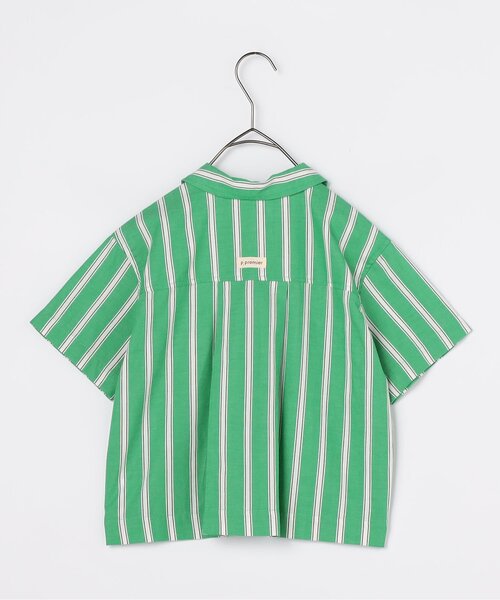 Perushu Pロゴ入り 緑と紫のストライプ 半袖Tシャツ　3セット Perushu Pロゴ入り 緑と紫のストライプ 半袖Tシャツ 3セット