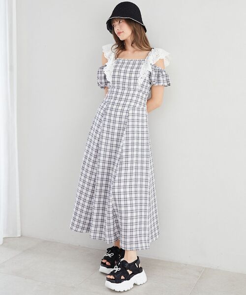 MAJESTIC LEGON(マジェスティックレゴン)の「肩レースフリルワンピース(ワンピース・レディース・アイボリー/ホワイト系その他2/ブラック・X-SMALL/SMALL/MEDIUM)」の8枚目の写真