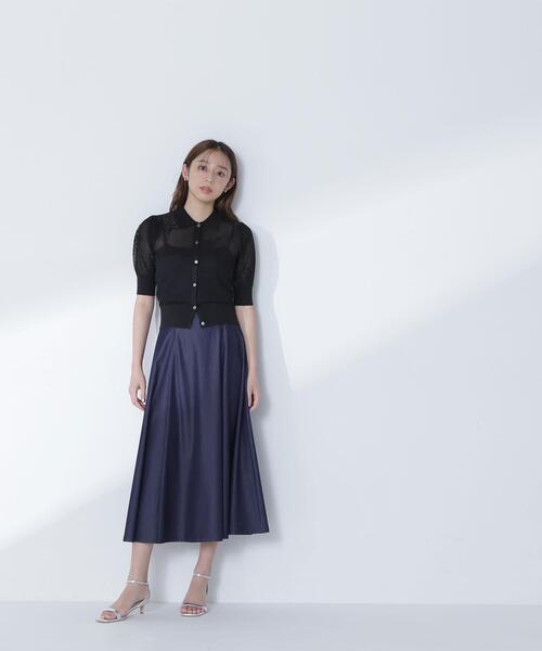 NATURAL BEAUTY BASIC(ナチュラルビューティーベーシック)の「◇シアージャガードポロカーデ(カーディガン/ボレロ・レディース・ブラック/オフホワイト/ブルー・FREE)」の7枚目の写真