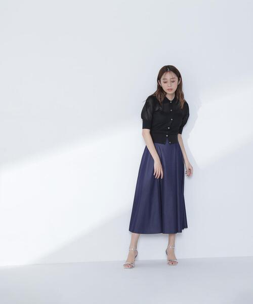 NATURAL BEAUTY BASIC(ナチュラルビューティーベーシック)の「◇シアージャガードポロカーデ(カーディガン/ボレロ・レディース・ブラック/オフホワイト/ブルー・FREE)」の11枚目の写真