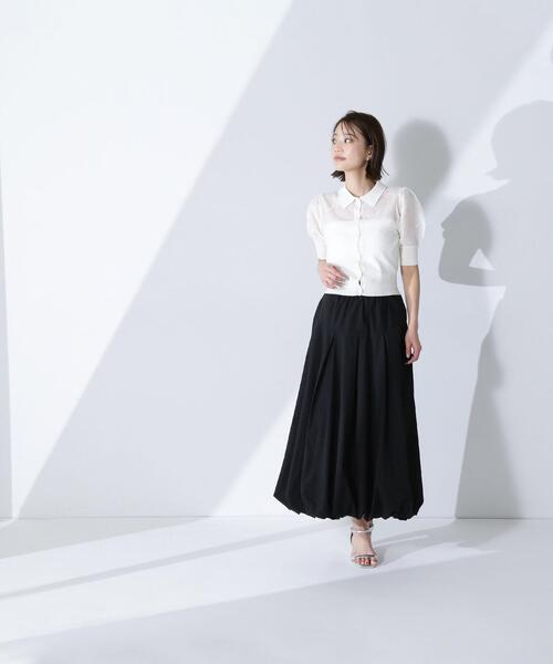 NATURAL BEAUTY BASIC（ナチュラルビューティーベーシック）の「◇シアージャガードポロカーデ（カーディガン/ボレロ・レディース・ブラック/オフホワイト/ブルー・FREE）」の12枚目の写真