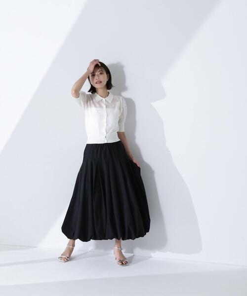 NATURAL BEAUTY BASIC（ナチュラルビューティーベーシック）の「◇シアージャガードポロカーデ（カーディガン/ボレロ・レディース・ブラック/オフホワイト/ブルー・FREE）」の14枚目の写真