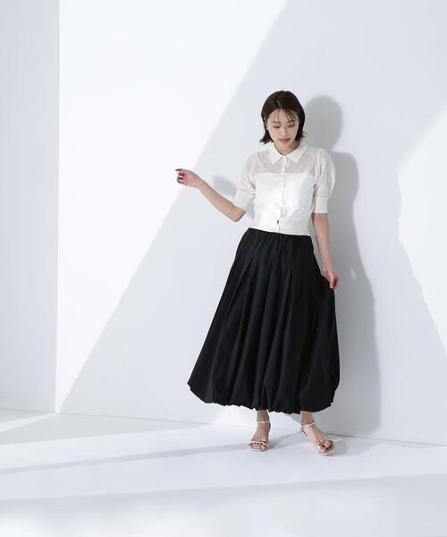 NATURAL BEAUTY BASIC（ナチュラルビューティーベーシック）の「◇シアージャガードポロカーデ（カーディガン/ボレロ・レディース・ブラック/オフホワイト/ブルー・FREE）」の16枚目の写真