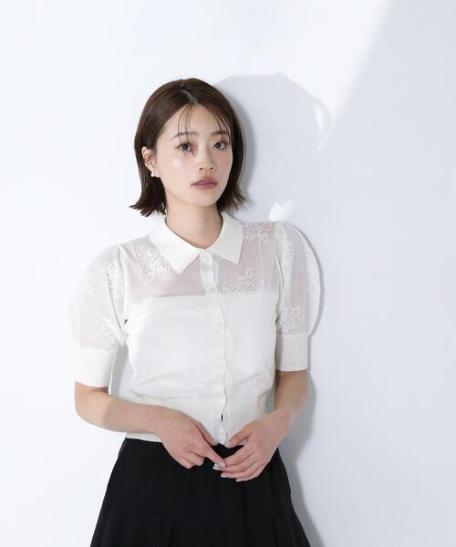 NATURAL BEAUTY BASIC（ナチュラルビューティーベーシック）の「◇シアージャガードポロカーデ（カーディガン/ボレロ・レディース・ブラック/オフホワイト/ブルー・FREE）」の17枚目の写真