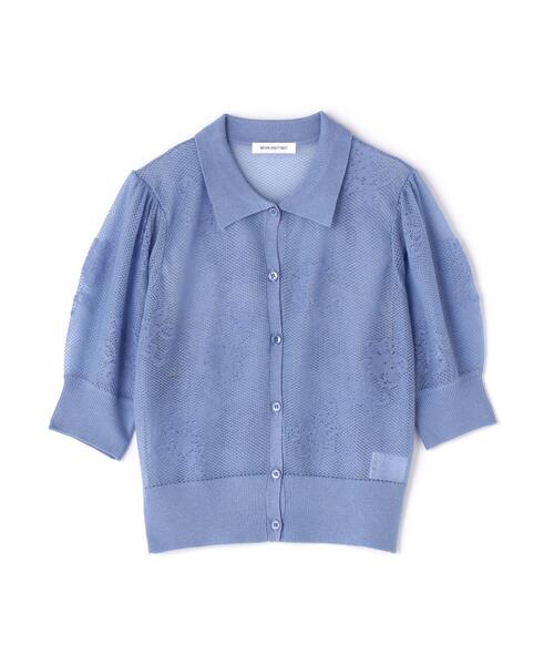 NATURAL BEAUTY BASIC（ナチュラルビューティーベーシック）の「◇シアージャガードポロカーデ（カーディガン/ボレロ・レディース・ブラック/オフホワイト/ブルー・FREE）」の20枚目の写真