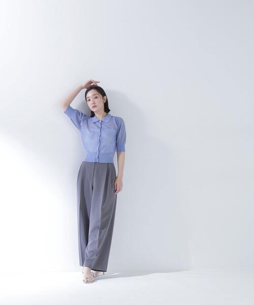 NATURAL BEAUTY BASIC（ナチュラルビューティーベーシック）の「◇シアージャガードポロカーデ（カーディガン/ボレロ・レディース・ブラック/オフホワイト/ブルー・FREE）」の21枚目の写真