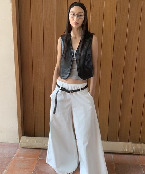 chuclla LONSLANボア風レイヤード ワイドパンツ