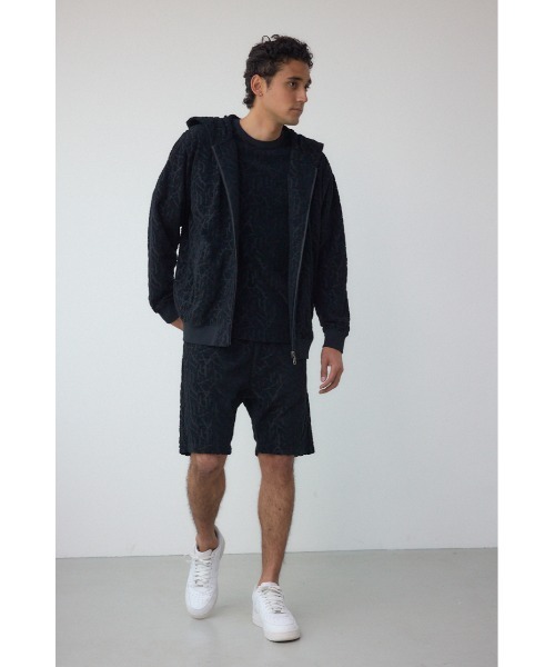 アズール　総柄パイルジャガードジップフーディー　セットアップ 総柄パイルジャガードジップフーディー（パーカー）｜AZUL BY MOUSSY