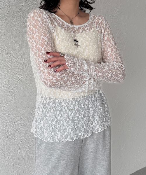 apres jour mignon(アプレジュールミニョン)の「レースロンT【ZOZOTOWN限定アイテム】(Tシャツ/カットソー・レディース・アイボリー/オフホワイト/チャコールグレー/ブラック・フリー/X-LARGE)」の1枚目の写真