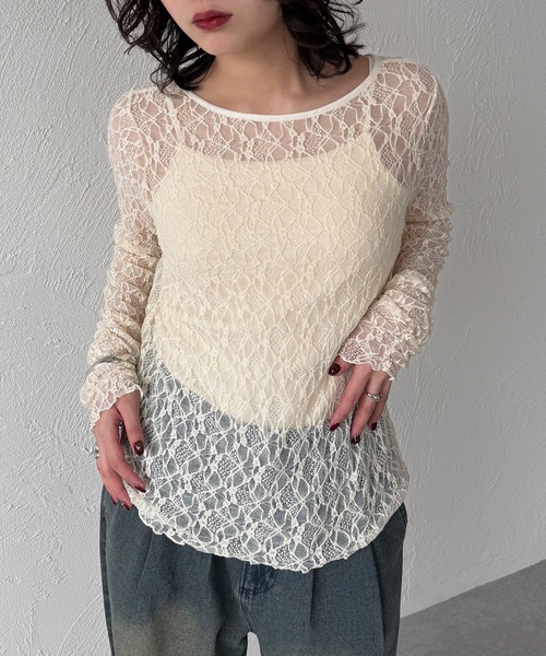 apres jour mignon(アプレジュールミニョン)の「レースロンT【ZOZOTOWN限定アイテム】(Tシャツ/カットソー・レディース・アイボリー/オフホワイト/チャコールグレー/ブラック・フリー/X-LARGE)」の2枚目の写真