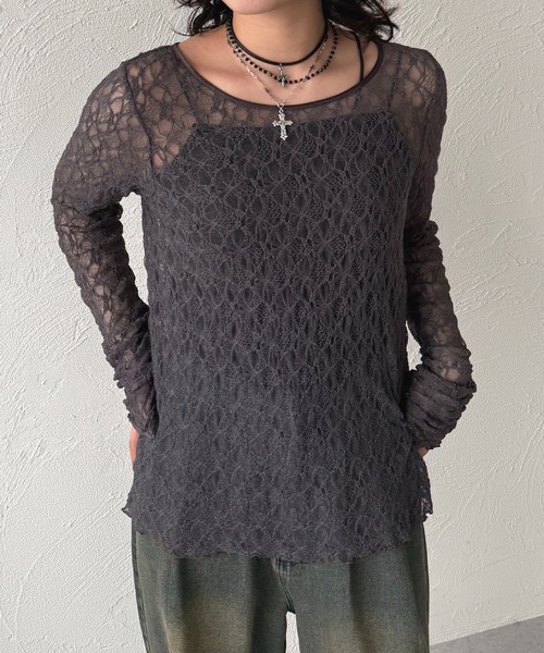 apres jour mignon(アプレジュールミニョン)の「レースロンT【ZOZOTOWN限定アイテム】(Tシャツ/カットソー・レディース・アイボリー/オフホワイト/チャコールグレー/ブラック・フリー/X-LARGE)」の7枚目の写真