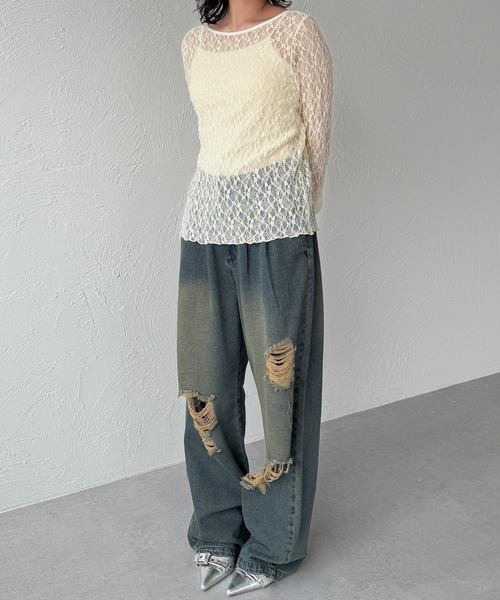 apres jour mignon(アプレジュールミニョン)の「レースロンT【ZOZOTOWN限定アイテム】(Tシャツ/カットソー・レディース・アイボリー/オフホワイト/チャコールグレー/ブラック・フリー/X-LARGE)」の14枚目の写真