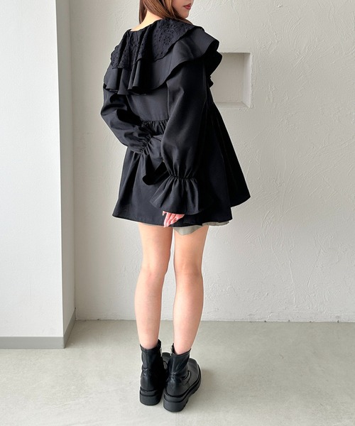 apres jour clair(アプレジュールクレア)の「【apres jour clair】襟デザインチュニックブラウス(シャツ/ブラウス・レディース・アイボリー/ブラック/オフホワイト・フリー/X-LARGE)」の20枚目の写真