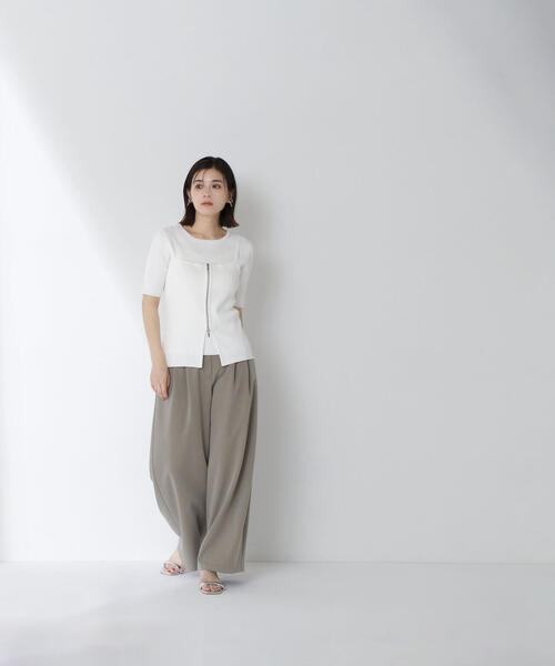 ニット セーター ジップキャミレイヤードニット レディース NATURAL BEAUTY BASIC ニット セーター ジップキャミレイヤード