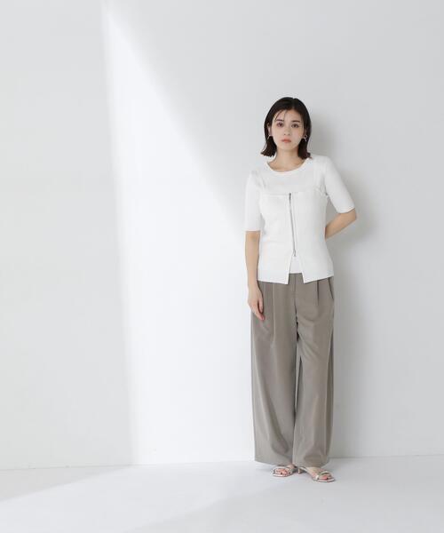 NATURAL BEAUTY BASIC（ナチュラルビューティーベーシック）の「◇ジップキャミレイヤードニット（ニット/セーター・レディース・ブルー/オフホワイト/ブラック・FREE）」の9枚目の写真