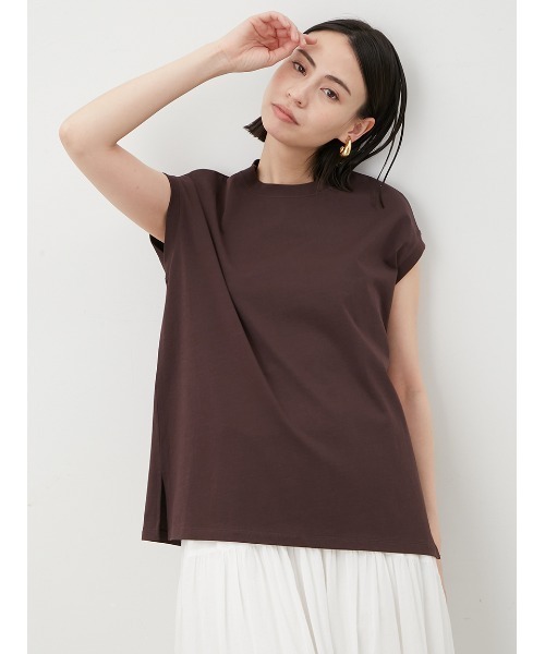 Mila Owen（ミラオーウェン）の「ハイラインフレンチスリーブカットトップス（Tシャツ/カットソー・レディース・ターコイズブルー/その他/ホワイト/ブラウン/ピンク/ネイビー/チャコールグレー・0/1）」の3枚目の写真