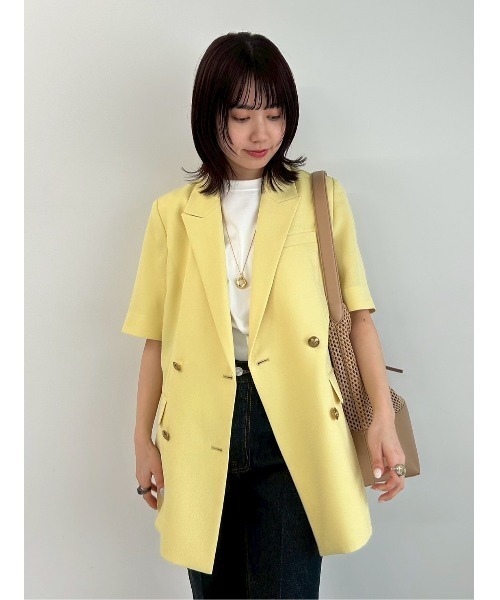 Mila Owen（ミラオーウェン）の「ハイラインフレンチスリーブカットトップス（Tシャツ/カットソー・レディース・ターコイズブルー/その他/ホワイト/ブラウン/ピンク/ネイビー/チャコールグレー・0/1）」の14枚目の写真