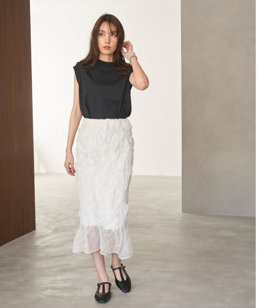 Mila Owen（ミラオーウェン）の「ハイラインフレンチスリーブカットトップス（Tシャツ/カットソー・レディース・ターコイズブルー/その他/ホワイト/ブラウン/ピンク/ネイビー/チャコールグレー・0/1）」の10枚目の写真