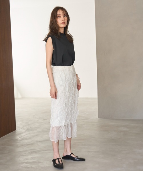 Mila Owen（ミラオーウェン）の「ハイラインフレンチスリーブカットトップス（Tシャツ/カットソー・レディース・ターコイズブルー/その他/ホワイト/ブラウン/ピンク/ネイビー/チャコールグレー・0/1）」の11枚目の写真