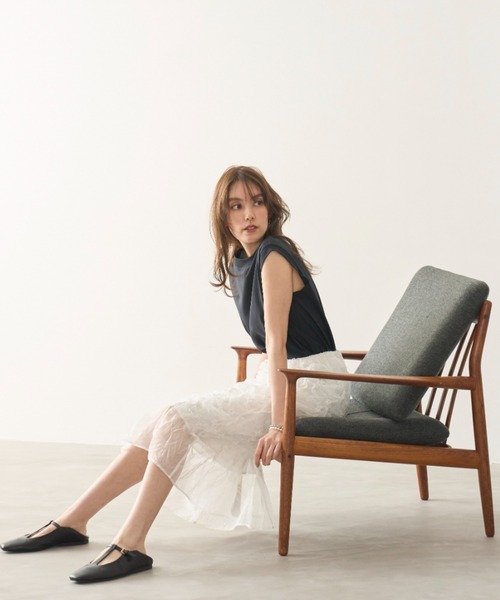 Mila Owen（ミラオーウェン）の「ハイラインフレンチスリーブカットトップス（Tシャツ/カットソー・レディース・ターコイズブルー/その他/ホワイト/ブラウン/ピンク/ネイビー/チャコールグレー・0/1）」の9枚目の写真