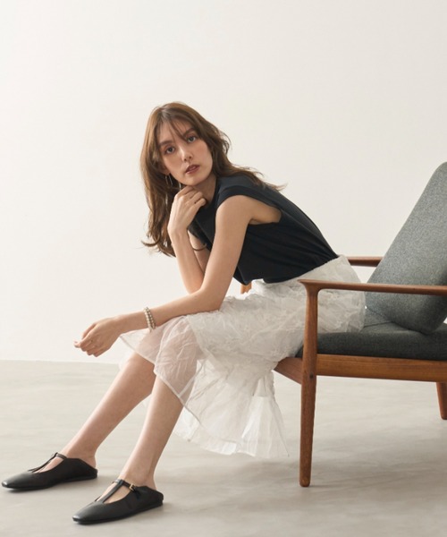 Mila Owen（ミラオーウェン）の「ハイラインフレンチスリーブカットトップス（Tシャツ/カットソー・レディース・ターコイズブルー/その他/ホワイト/ブラウン/ピンク/ネイビー/チャコールグレー・0/1）」の8枚目の写真