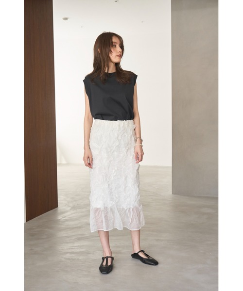 Mila Owen（ミラオーウェン）の「ハイラインフレンチスリーブカットトップス（Tシャツ/カットソー・レディース・ターコイズブルー/その他/ホワイト/ブラウン/ピンク/ネイビー/チャコールグレー・0/1）」の13枚目の写真