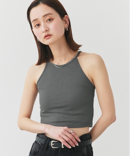 ad thie(アドティエ)の「アメスリ ショート丈タンクトップ(キャミソール・レディース・チャコール/ライトブルー/ブラック/オフホワイト・FREE)」の9枚目の写真