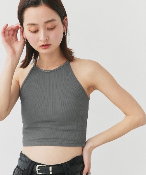 ad thie(アドティエ)の「アメスリ ショート丈タンクトップ(キャミソール・レディース・チャコール/ライトブルー/ブラック/オフホワイト・FREE)」の10枚目の写真
