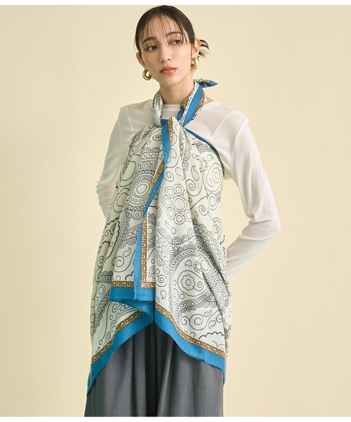 Settimissimo（セッティミッシモ）の「ペイズリー プリント 大判 ストール（ストール/ショール・レディース・ベージュ/オフホワイト・FREE）」の8枚目の写真