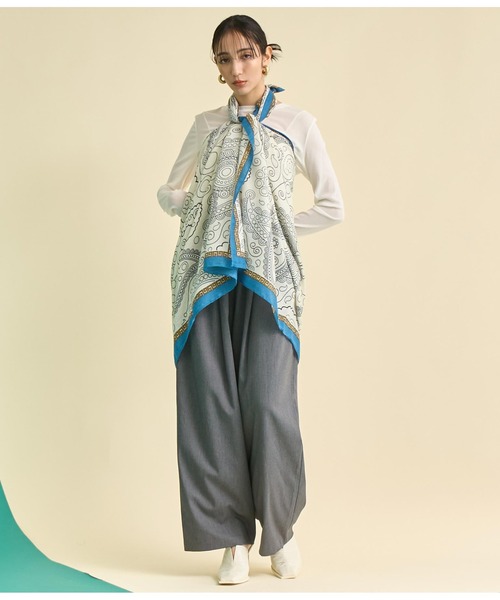 Settimissimo（セッティミッシモ）の「ペイズリー プリント 大判 ストール（ストール/ショール・レディース・ベージュ/オフホワイト・FREE）」の10枚目の写真