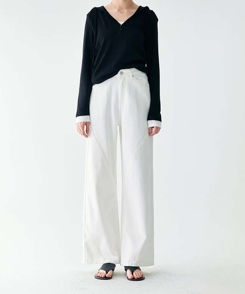 DECADE CLASSIC(ディケイド クラシック)の「【DECADE CLASSIC】ワイドレッグデニムパンツ(デニムパンツ・レディース・ホワイト・SMALL/MEDIUM/LARGE/X-LARGE/XX-LARGE/X-SMALL)」の2枚目の写真