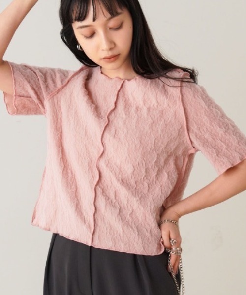 Bab(バブ)の「前後2WAYオーガンジーしわトップス(Tシャツ/カットソー・レディース・アイボリー/ライトグリーン/ピンク/ライトブルー・FREE)」の10枚目の写真