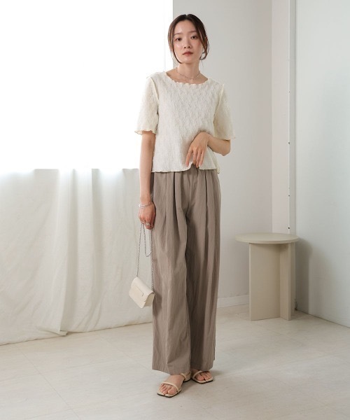 Bab(バブ)の「前後2WAYオーガンジーしわトップス(Tシャツ/カットソー・レディース・アイボリー/ライトグリーン/ピンク/ライトブルー・FREE)」の19枚目の写真
