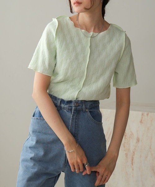 Bab(バブ)の「前後2WAYオーガンジーしわトップス(Tシャツ/カットソー・レディース・アイボリー/ライトグリーン/ピンク/ライトブルー・FREE)」の22枚目の写真