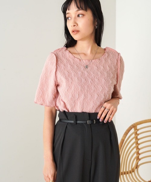 Bab(バブ)の「前後2WAYオーガンジーしわトップス(Tシャツ/カットソー・レディース・アイボリー/ライトグリーン/ピンク/ライトブルー・FREE)」の9枚目の写真