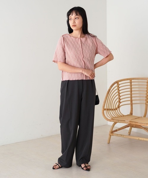 Bab(バブ)の「前後2WAYオーガンジーしわトップス(Tシャツ/カットソー・レディース・アイボリー/ライトグリーン/ピンク/ライトブルー・FREE)」の11枚目の写真