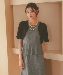 Retica（レティカ）の「パーティー結婚式半袖フレアワンカラーショート丈ボレロカーディガン（カーディガン/ボレロ）」