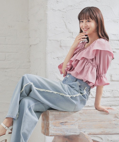 Honeys(ハニーズ)の「脇フリンジデニムパンツ(デニムパンツ・レディース・ブルー系その他2/ブルー系その他3/ブラック系・L/LL/M/S/SS)」の12枚目の写真