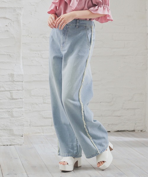 frangant ホワイトホースプリント デニムパンツ Classic horse denim IND | FRANGANT