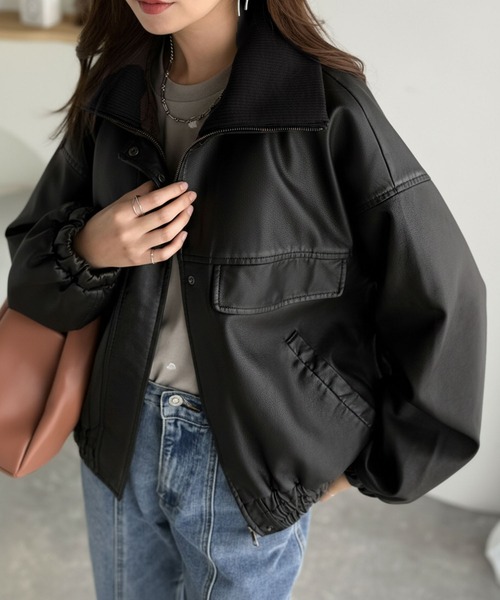 ジャケット・アウター Ecoleather Jacket / BLACK ànuke online store（アンヌーク） / Ecoleather Over