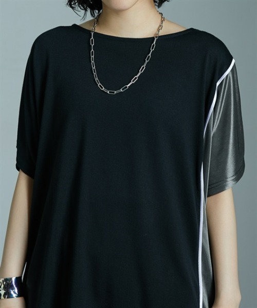Soiunique（スワユニーク）の「サイド配色切替ゆったりサイズ半袖Tシャツ ［Soiunique］（Tシャツ/カットソー・レディース・ブラック×カーキ/ブラック×ブルー/ブラウン系・M/L/LL）」の20枚目の写真