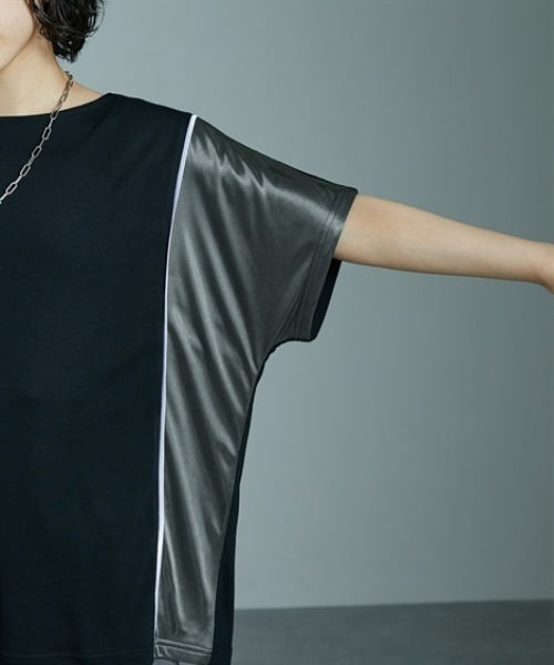 Soiunique（スワユニーク）の「サイド配色切替ゆったりサイズ半袖Tシャツ ［Soiunique］（Tシャツ/カットソー・レディース・ブラック×カーキ/ブラック×ブルー/ブラウン系・M/L/LL）」の22枚目の写真