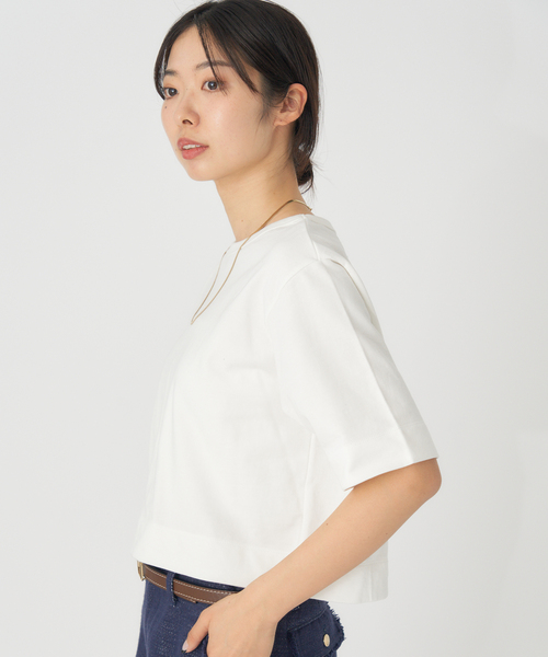 IENA(イエナ)の「クロップドTシャツ(Tシャツ/カットソー・レディース・ホワイト/ネイビー/ベージュ・FREE)」の16枚目の写真