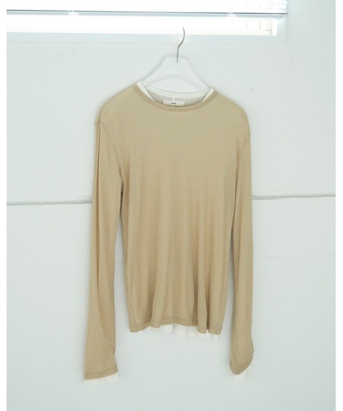 anuke（アンヌーク）の「Layered Sheer Long T-shirts（Tシャツ/カットソー・レディース・イエロー/ネイビー・FREE）」の10枚目の写真