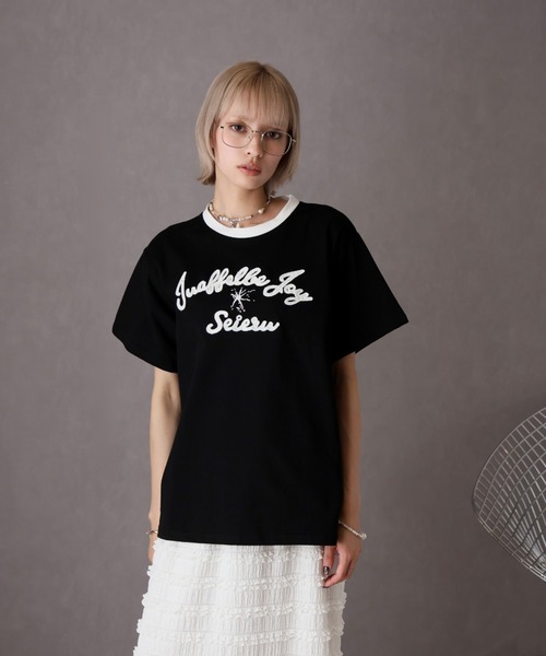 Girly Doll(ガーリードール)の「刺繍ロゴTシャツ(Tシャツ/カットソー・レディース・グレー/ブラック・F)」の12枚目の写真
